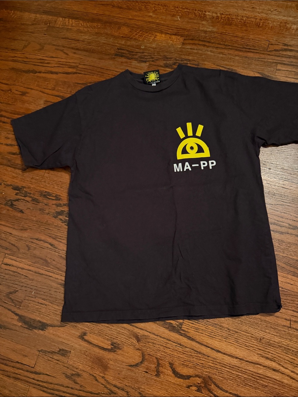 MA-PP Black Short Sleeve Logo Tee with Yellow Graphic